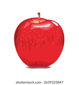Vector illustration of a bright red apple on a clean white background. Designed in a modern and simple Flat Design style. Suitable for various design projects.