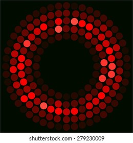 Vector illustration of Bright red ball on a black background