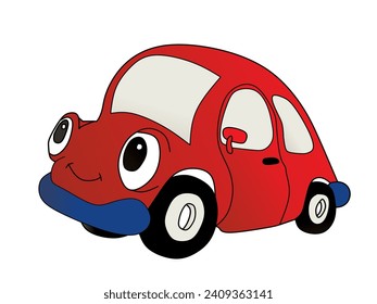 vector illustration of a bright red CAR on a white background.