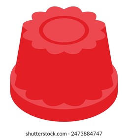 Vector illustration of a bright red jelly dessert with scalloped edges, isolated on white