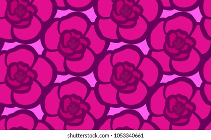 Vector illustration, bright seamless floral pattern with pink flowers on purple background