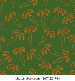 Vector illustration. Bright seamless pattern in the form of carrot vegetables. Cover design, wallpaper design, textile print.