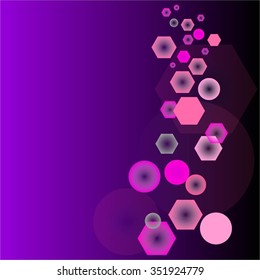 Vector illustration of Bright sparkles on a black and purple background.