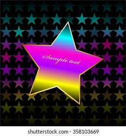 Vector illustration of Bright star on a multicolored background.