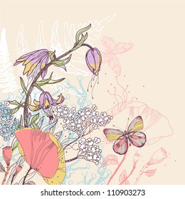 vector illustration of bright summer flowers