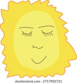 Vector illustration of a bright sun with rays, symbol of summer, warmth, energy, sunshine, and clear weather concept.