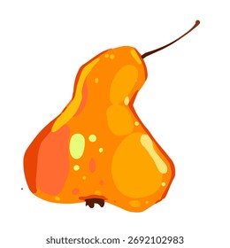 Ilustração vetorial de uma pera amarela brilhante. Fruto suculento desenhado à mão isolado no fundo branco.