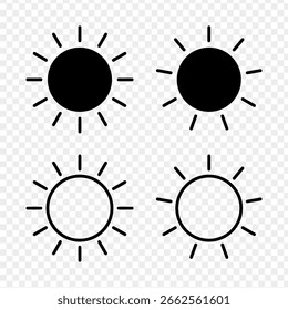 Vector illustration of Brightness Sun icon set isolated on transparent background