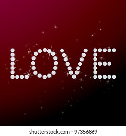 Vector illustration of brilliant "love" title