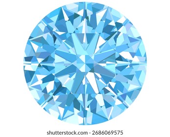 Ilustración vectorial de un brillante diamante azul celeste. Está diseñado para mostrar los intrincados detalles de una piedra preciosa con un enfoque en sus facetas y aspecto brillante.