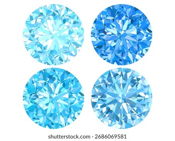Ilustración vectorial de un brillante diamante azul celeste. Está diseñado para mostrar los intrincados detalles de una piedra preciosa con un enfoque en sus facetas y aspecto brillante.