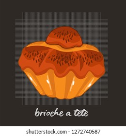 Vector illustration of brioche a tete bread, vector bread