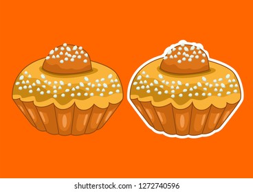Vector illustration of brioche a tete bread, vector bread