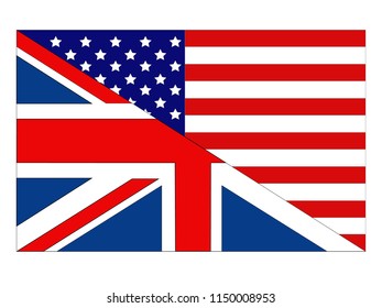 vector illustration of British and American flags