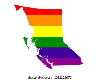vector illustration of British Columbia map with LGBT flag