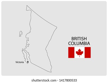 Vector Illustration of British Columbia Map. Canada Province.
