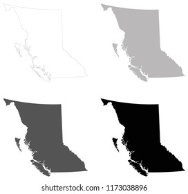 vector illustration of British Columbia maps