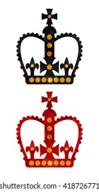 Vector illustration of british crowns clipped from plaid fabric