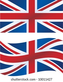 Vector illustration: British flag, includes waving version