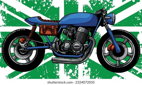 vector illustration of British flag with motorcycle