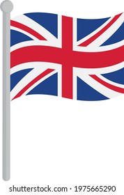 Vector illustration of the British flag on a pole