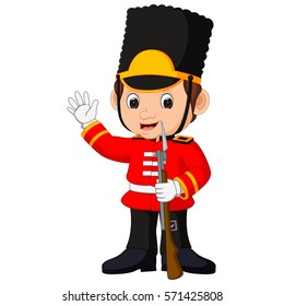 vector illustration of British guardsman cartoon