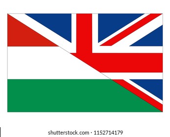 vector illustration of British and Hungarian flags