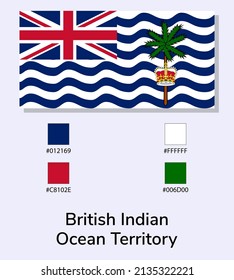 Vector Illustration of British Indian Ocean Territory flag isolated on light blue background. Illustration British Indian Ocean Territory flag with Color Codes. As close as possible to the original.
