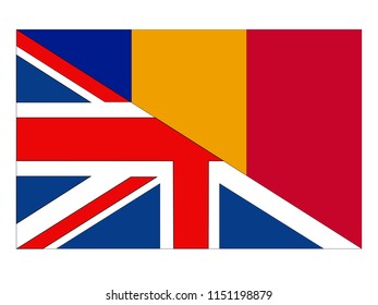vector illustration of British and Romanian flags 