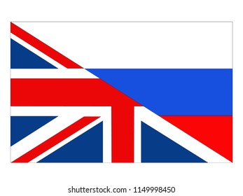 vector illustration of British and Russian flags