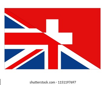 vector illustration of British and Swiss flags 