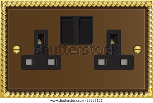 Vector Illustration British Twin Plug Socket Stock Vector Royalty Free 83886121