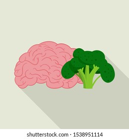 Vector illustration of broccoli and brain icon. Web element of broccoli and benefit stock symbol for web.