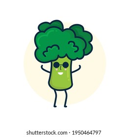 Vector illustration broccoli character mascot isolated on white background, 