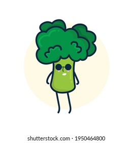 Vector illustration broccoli character mascot isolated on white background, 