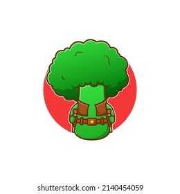 Vector illustration of Broccoli Cowboy character holding gun.