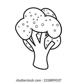 Vector illustration of broccoli and doodle symbol. Graphic of broccoli and salad vector icon for stock.