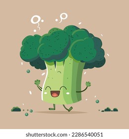 Vector illustration of broccoli download. Food character. Broccoli character. cheerful broccoli