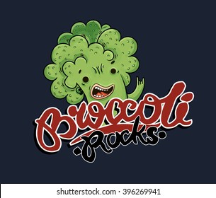 vector illustration broccoli rocks lettering