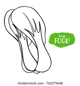 Vector illustration of broccoli. Sketch, outline. Coloring on the topic of vegetables. Fresh food. Fresh food