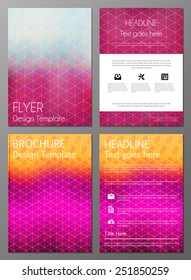 Vector illustration of brochure, booklet, annual report or flyer covers design templates with colorful geometric triangular backgrounds
