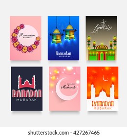 Vector illustration of a brochure set for Ramadan kareem.
