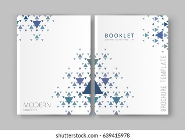 Vector illustration of a brochure template. Modern booklet, flyer, cover business report. Geometrical elements ( triangles). Abstract background for business design.