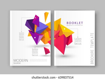 Vector illustration of a brochure template. Modern booklet, flyer, cover business report. Geometrical elements ( 3d triangles). Abstract background for business design.