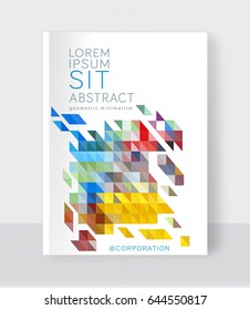 Vector illustration of a brochure template. Modern booklet, flyer, cover business report. Geometrical elements ( triangles). Abstract background for business design.