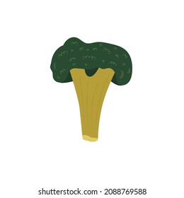 Vector illustration, brocoli brunch in flat style with texture. Organic food concept illustration for kids desings and healthy food habits. Illustration can be used for package design, green grocery