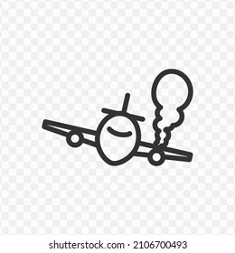 Ilustración vectorial del icono del ala del avión roto en color oscuro y fondo transparente (png).