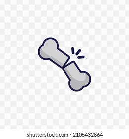 Vector illustration of broken bones in gray colors and transparent background(png).