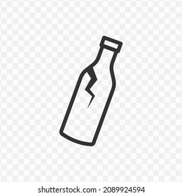 Vector Illustration Of Broken Bottle Icon In Dark Color And Transparent Background(png).