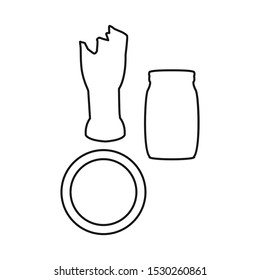 Vector illustration of broken and bottle symbol. Graphic of broken and glass stock vector illustration.